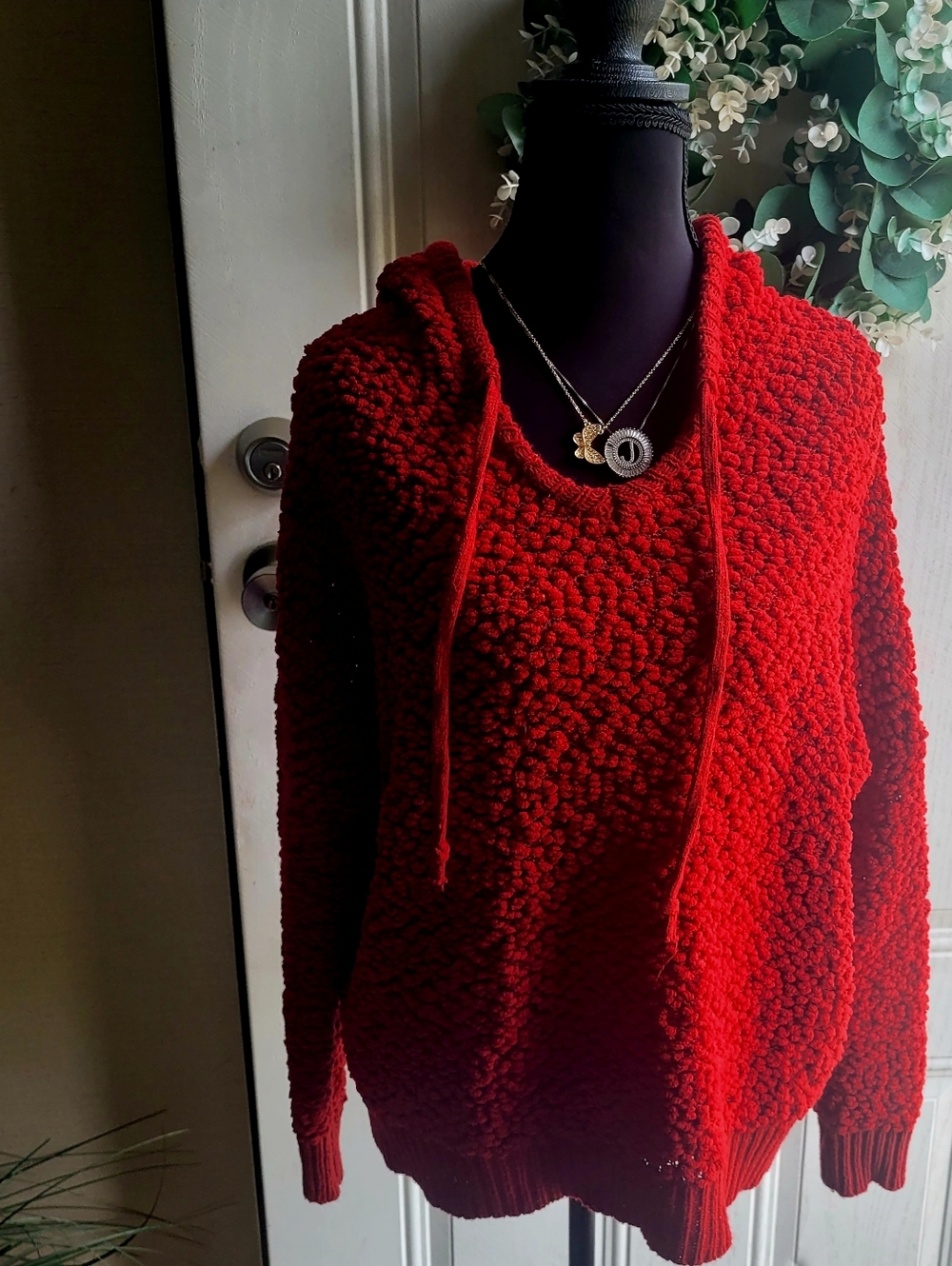Miracle USA Red Popcorn Knit Hoodie